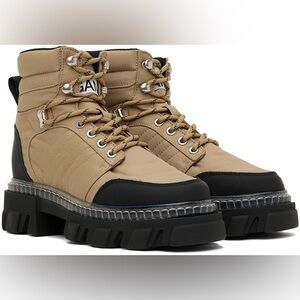 GANNI, beige and black combat/hiking boots.